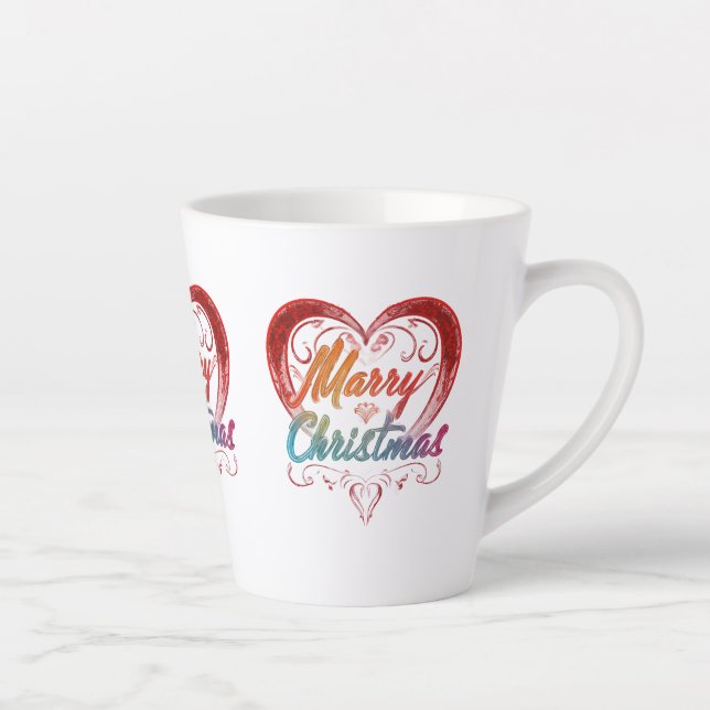 Merry Christmas Small Latte Mug, 12 oz Latte Mug (Right)