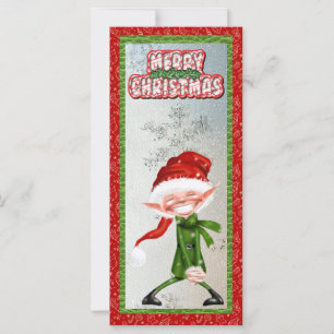 Merry Christmas Smiling Elf Flat Card