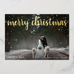 Merry Christmas Snow 2 Photo Wedding Thank You