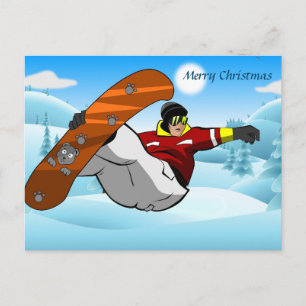 Merry Christmas Snow Boarder Postcard