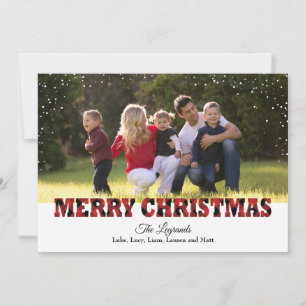 Merry Christmas Snow Card   Buffalo Plaid
