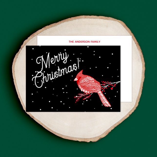 Merry Christmas Snow Cardinal Thank You Card (Creator Uploaded)