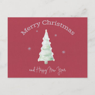 Merry Christmas Snow Covered Tree Postcard