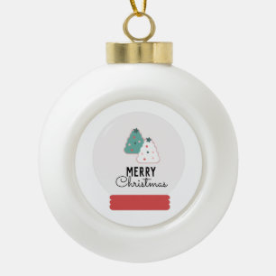 Merry Christmas Snow Globe Cookie   Ceramic Ball Christmas Ornament