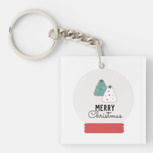 Merry Christmas Snow Globe Cookie   Key Ring