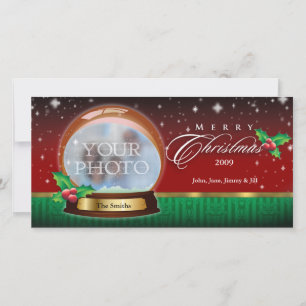 Merry Christmas Snow Globe Customisable 2 Holiday Card
