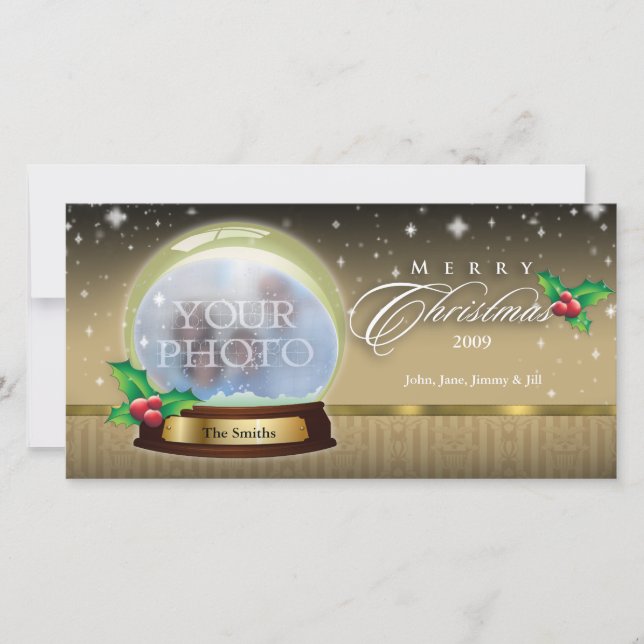 Merry Christmas Snow Globe Customisable 7 Holiday Card (Front)
