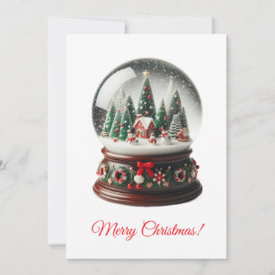 Merry Christmas Snow Globe Holiday Card