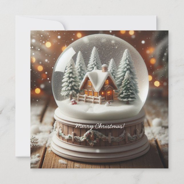 Merry Christmas Snow Globe Holiday Card (Front)