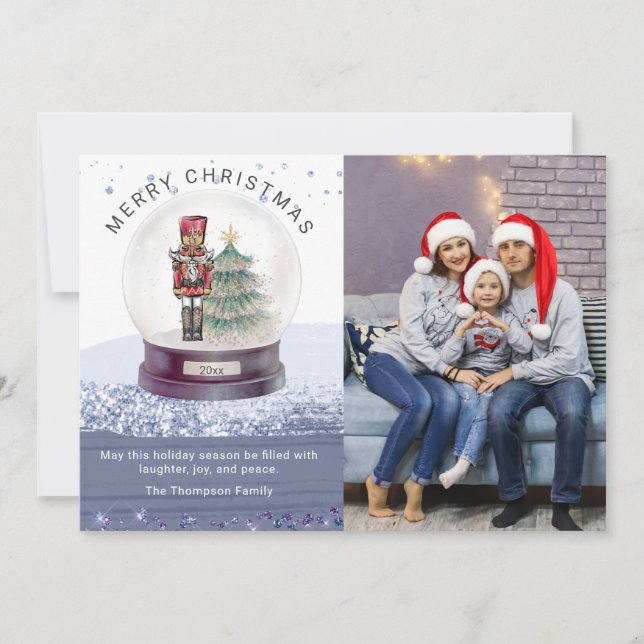Merry Christmas Snow Globe Nutcracker Photo (Front)