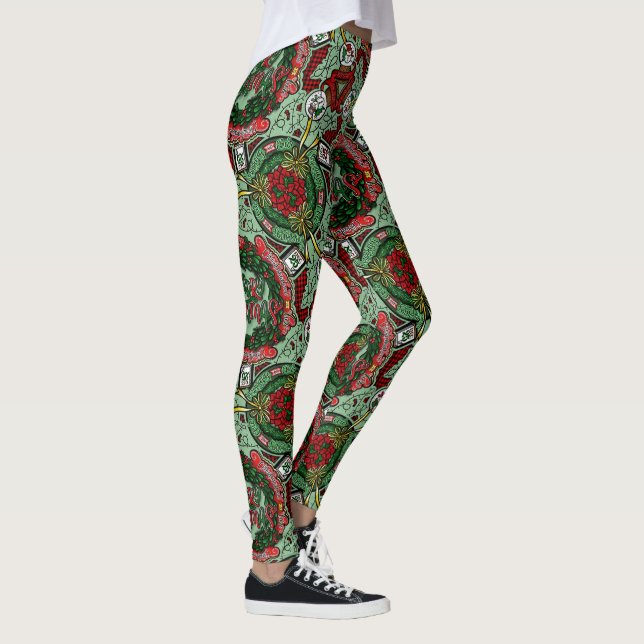 Merry Christmas Snow Globe, Wreath Leggings (Right)