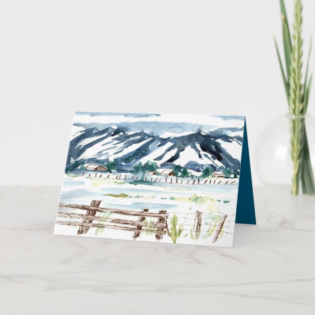 Merry Christmas Snow Landscape Mountains Card (Front)
