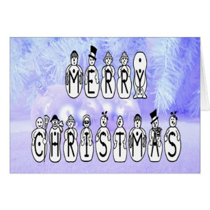 Merry Christmas Snow People Font, Blue Tint Snow