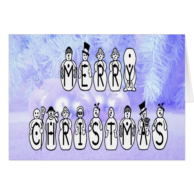 Merry Christmas Snow People Font, Blue Tint Snow (Front Horizontal)