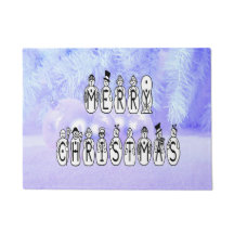 Merry Christmas Snow People Font, Blue Tint Snow