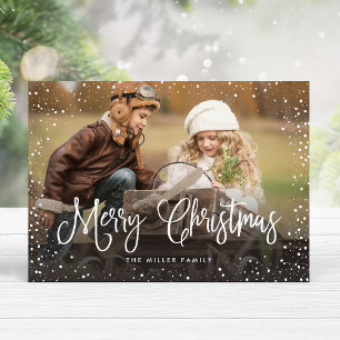 Merry Christmas Snow Photo Holiday Card
