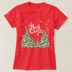 Merry Christmas Snow Trees Christmas T-Shirt