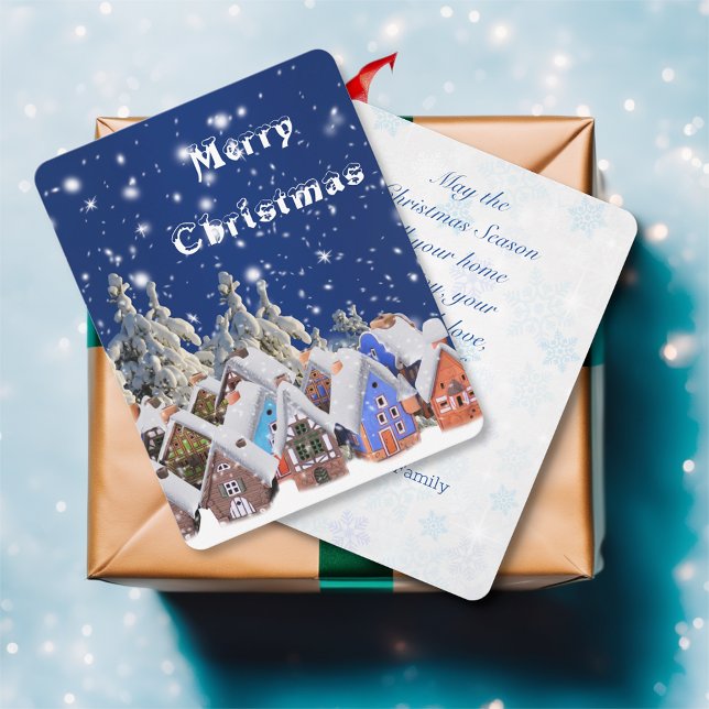 Merry Christmas Snow Village Personalised Greeting Holiday Card (Creator Uploaded)
