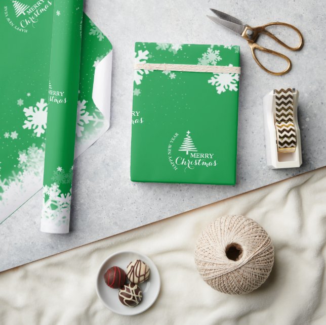 MERRY CHRISTMAS snow  wrapping paper (Crafts)