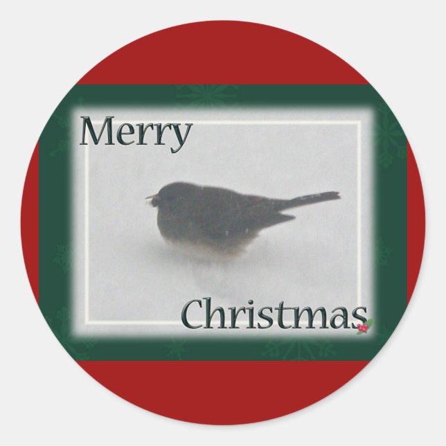 Merry Christmas Snowbird Coordinating Items Classic Round Sticker (Front)