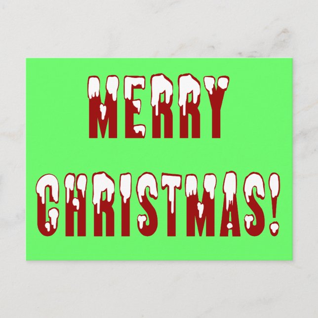 Merry Christmas Snowcap Fonts Holiday Postcard (Front)
