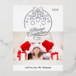 Merry Christmas Snowflake 1 Photo Modern Winter Foil Holiday Postcard<br><div class="desc">Merry Christmas Snowflake 1 Photo Modern Winter Foil Christmas Postcards features your favourite photo on a white background accented with snowflakes and mistletoe and the text "Merry Christmas" in a silver foil calligraphy script overlay. Personalise by editing the text in the text boxes provided. Designed by ©Evco Studio www.zazzle.com/store/evcostudio</div>