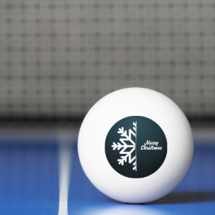 Merry Christmas Snowflake Blue Ping Pong Ball