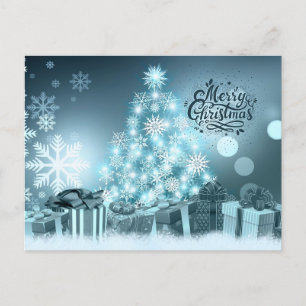 Merry Christmas Snowflake Christmas Tree Holiday Postcard
