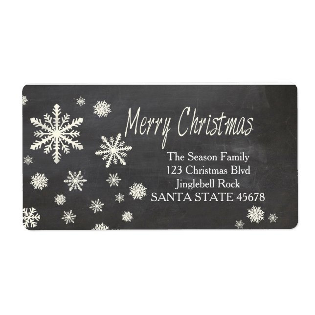 Merry Christmas snowflake Holiday Address Label (Front)