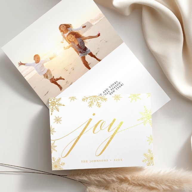 Merry Christmas Snowflake | Holiday Photo Gold Foil Card (Creator Uploaded)