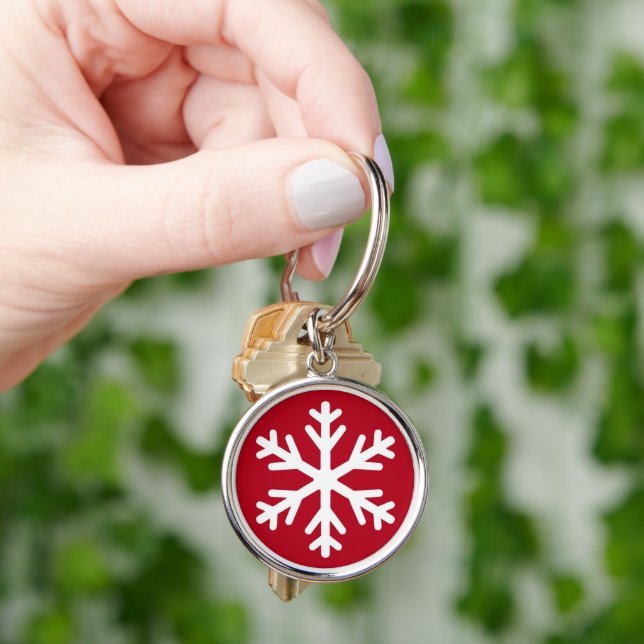 Merry Christmas Snowflake Holiday Winter Key Ring (Hand)
