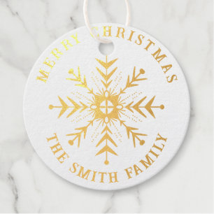Merry Christmas Snowflake Monogram Name Favour Tags