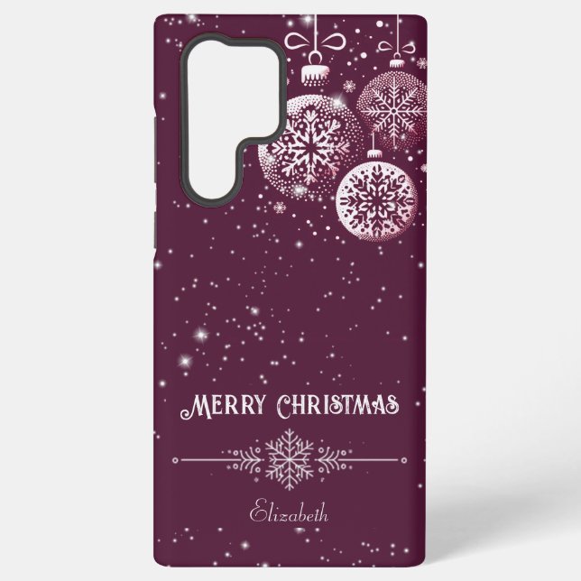 Merry Christmas Snowflake Ornaments Samsung Galaxy S22 Ultra Case (Back)