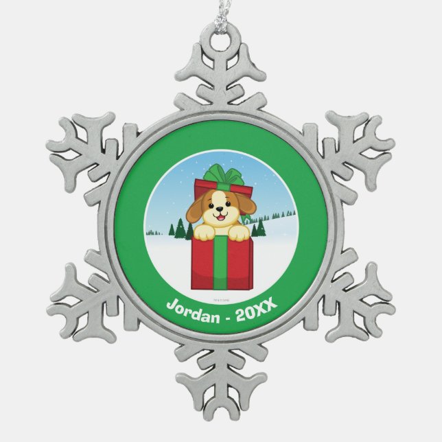 Merry Christmas! Snowflake Pewter Christmas Ornament (Front)