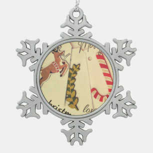 Merry Christmas Snowflake Pewter Christmas Ornament