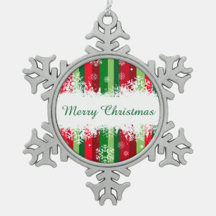 Merry Christmas Snowflake Pewter Christmas Ornament