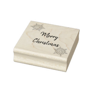 Merry Christmas Snowflake Rubber Stamp