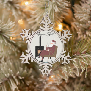 Merry Christmas Snowflake Santa Claus Ornament