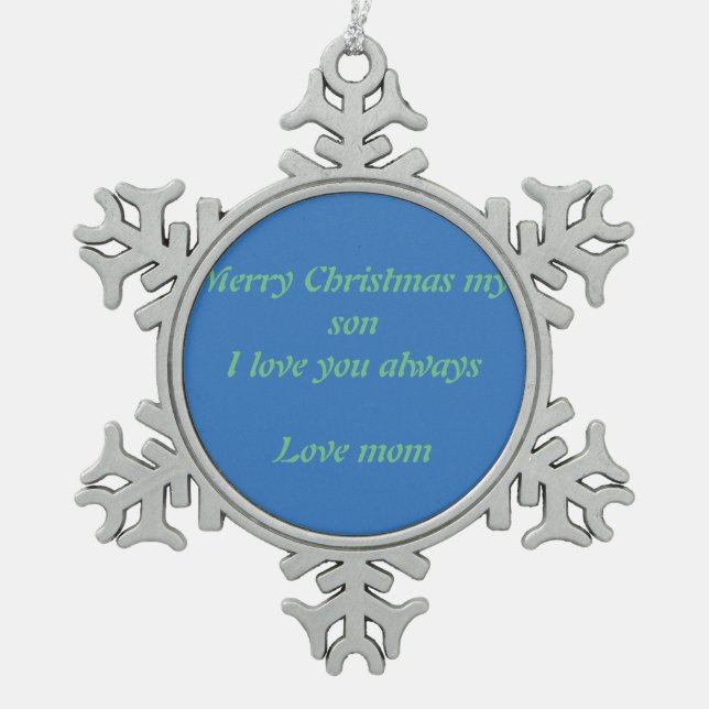 Merry Christmas snowflake Snowflake Pewter Christmas Ornament (Front)