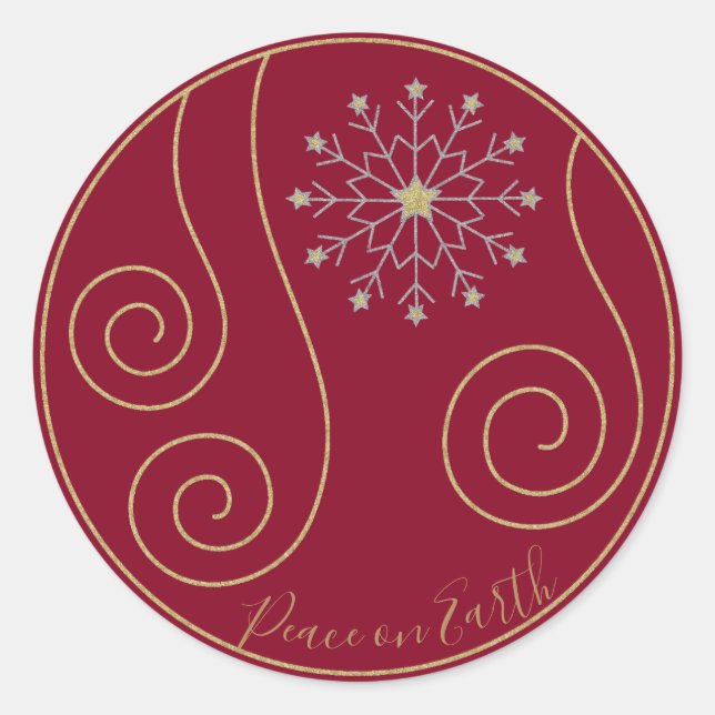 Merry Christmas "Snowflake" Stickers Round (Front)