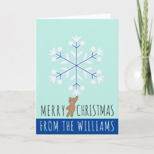 Merry Christmas Snowflake Teddy Bear Name Card