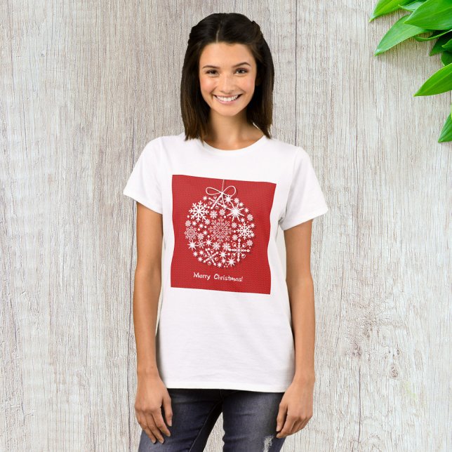 Merry Christmas Snowflake Womens T-Shirt (Creator Uploaded)