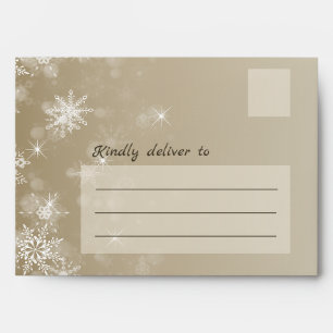Merry Christmas Snowflakes Beige Holiday Envelope