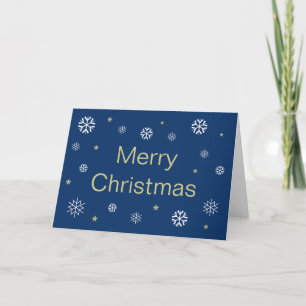 Merry Christmas Snowflakes Blue Blank Card