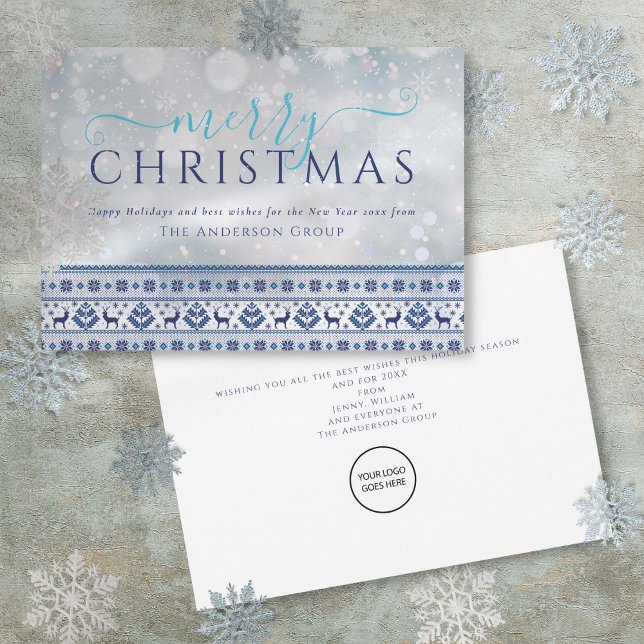 Merry Christmas Snowflakes Business Logo Holiday Card (Merry Christmas Snowflakes Business Logo Holiday Card)