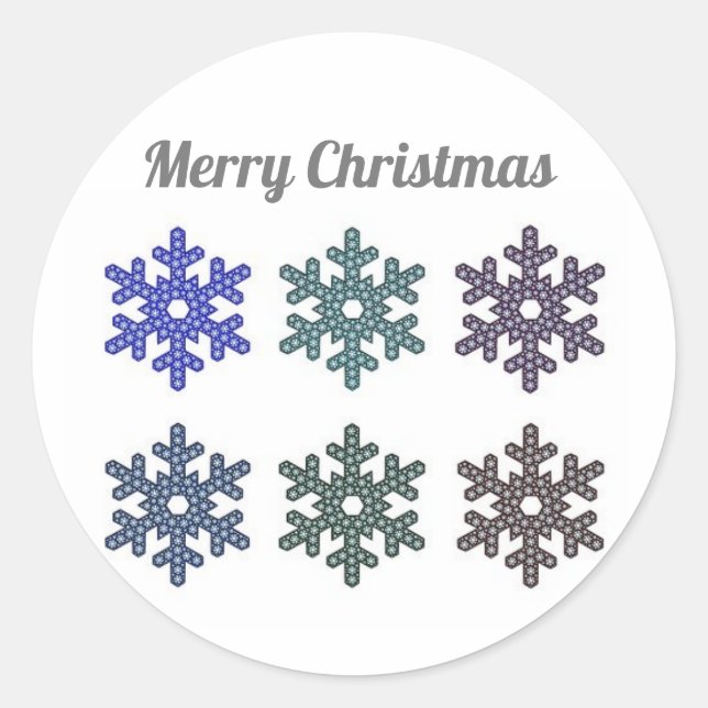Merry Christmas Snowflakes Classic Round Sticker (Front)