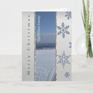Merry Christmas Snowflakes Custom Name Card