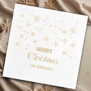 Merry Christmas snowflakes, custom name Foil Napkins