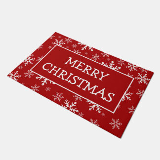 Merry Christmas Snowflakes Doormat
