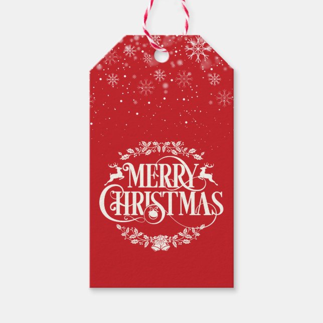 Merry Christmas Snowflakes Gift Tags (Front)